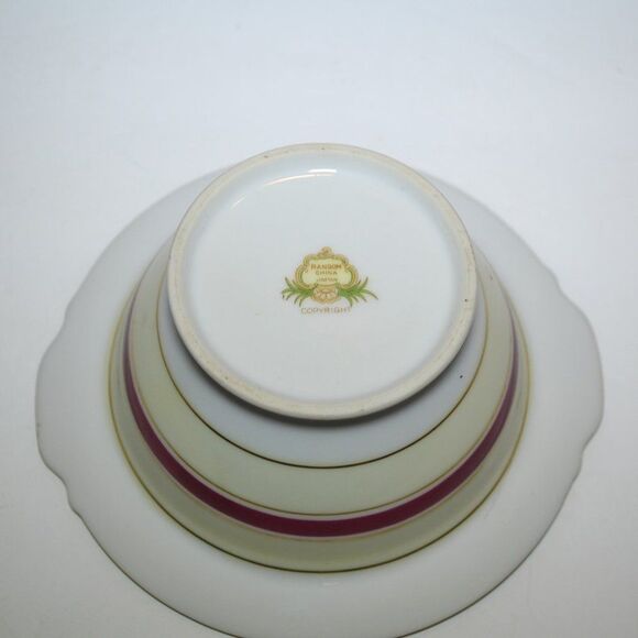 Ransom China Made In Japan Sugar Bowl With Lid Cream And Burgundy - Picture 3 of 7